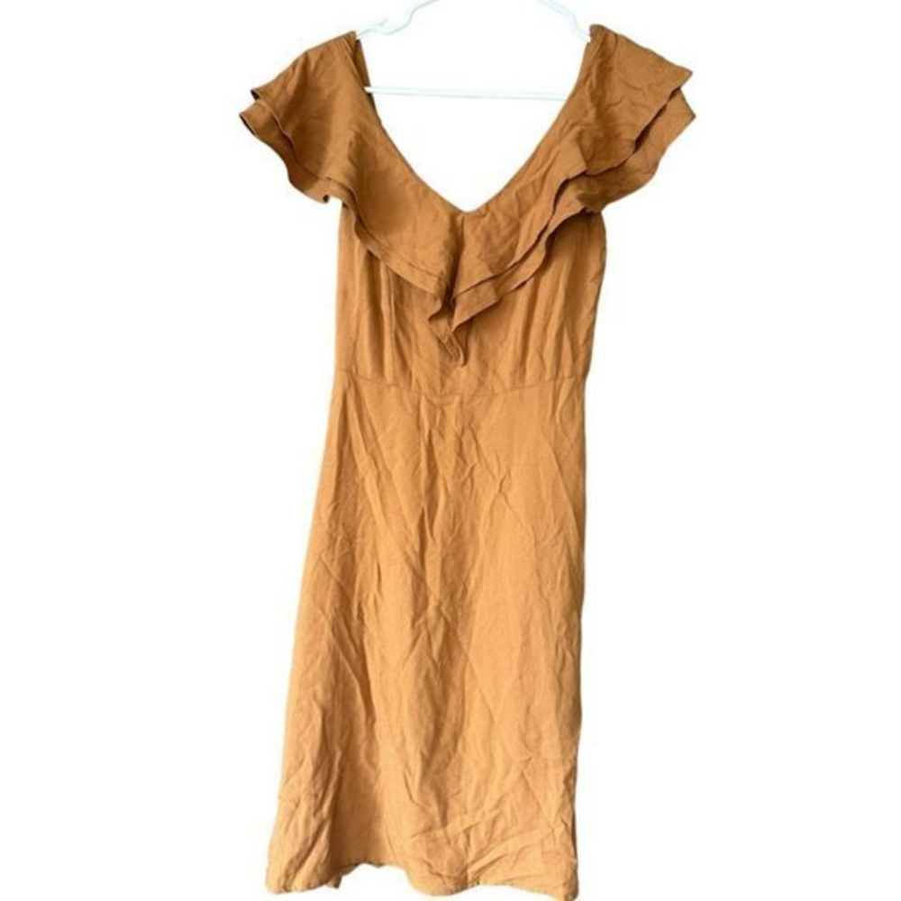 Caruso‎ Tan Off the Shoulder Dress Womens M